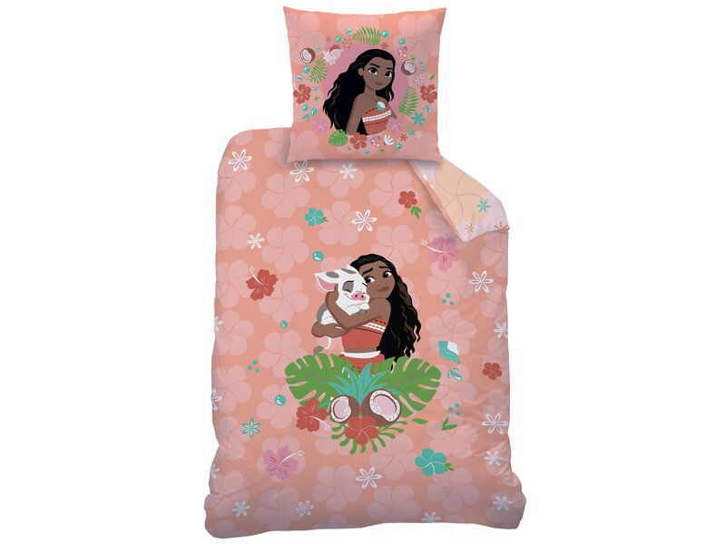 Disney Vaiana Duvet Cover - Fleur - Single - 140 x 200 + 63 x 63 cm - Cotton