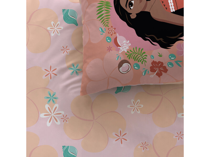 Disney Vaiana Housse de couette - Fleur - 1 personne - 140 x 200 + 63 x 63 cm - Coton