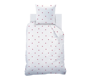 Matt & Rose Housse de couette à motif cœur 140 x 200 + 65 x 65 cm en mousseline de coton