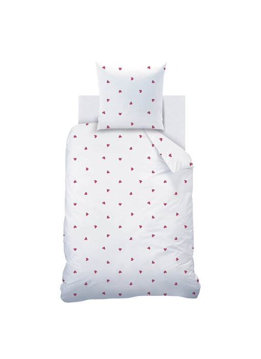 Matt & Rose Housse de couette à motif cœur 140 x 200 + 65 x 65 cm en mousseline de coton