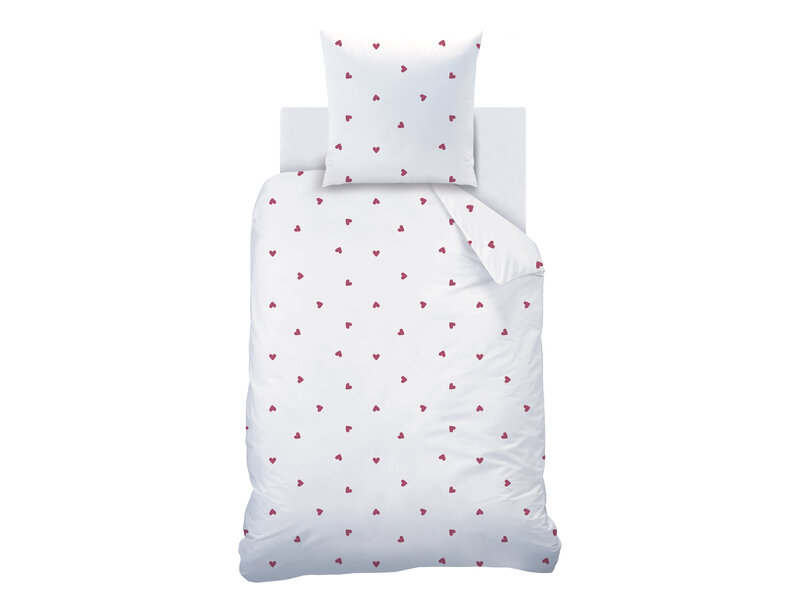 Matt & Rose Dekbedovertrek - Hart - 140 x 200 + 65 x 65 cm - Wit - Mousseline Katoen