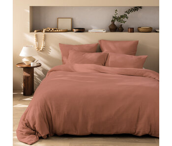 Matt & Rose Housse de couette Terracotta 200 x 200 + (2x) 65 x 65 en mousseline de coton