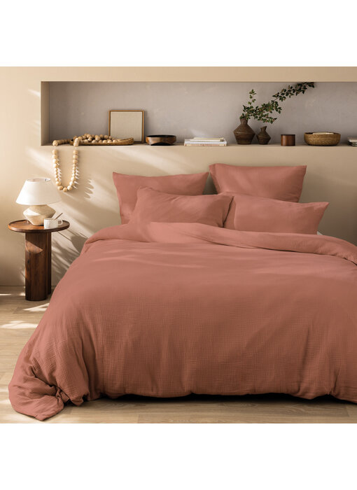 Matt & Rose Housse de couette Terracotta 200 x 200 + (2x) 65 x 65 en mousseline de coton