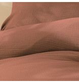 Matt & Rose Dekbedovertrek - Tweepersoons - Terracotta - 200 x 200 + (2x)65 x 65 cm - Mousseline Katoen