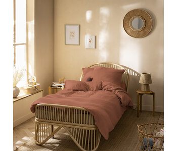 Matt & Rose Housse de couette couleur terre cuite 140 x 200 + mousseline de coton 63 x 63