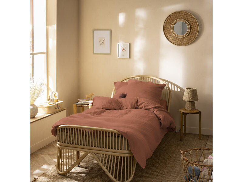 Matt & Rose Duvet Cover - Terracotta - 140 x 200 + 63 x 63 cm - Cotton Muslin