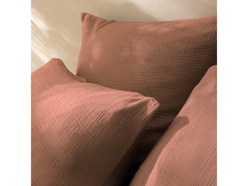 Matt & Rose Housse de couette - Terracotta - 140 x 200 + 63 x 63 cm - Mousseline de coton