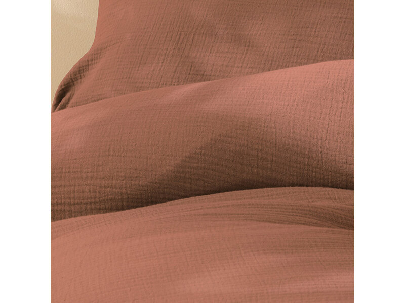 Matt & Rose Duvet Cover - Terracotta - 140 x 200 + 63 x 63 cm - Cotton Muslin