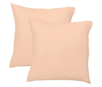 Matt & Rose Set Kussenslopen Roze  (2) 65x65  Mousseline Katoen