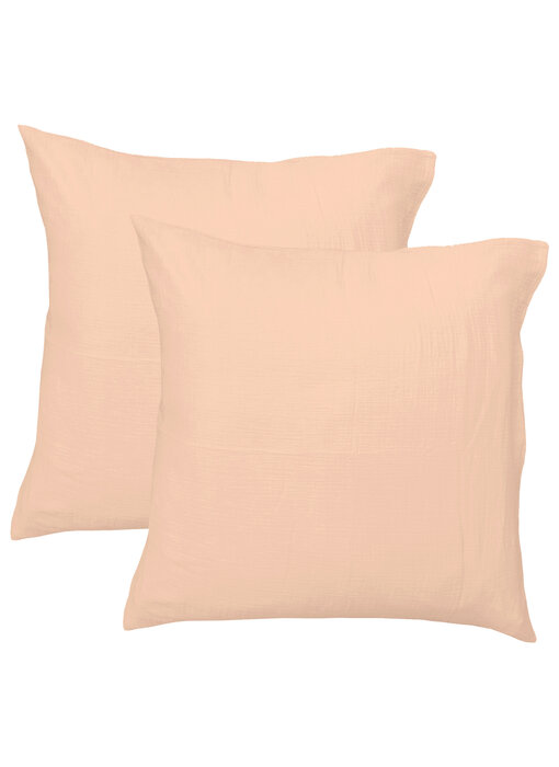 Matt & Rose Set Kussenslopen Roze  (2) 65x65  Mousseline Katoen