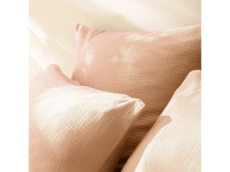 Matt & Rose Kissenbezug-Set – Rosa – (2x) 50 x 70 cm – Baumwollmusselin