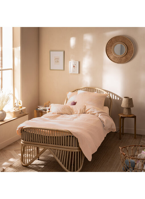 Matt & Rose Dekbedovertrek Roze 140 x 200 + 65 x 65 Mousseline Katoen