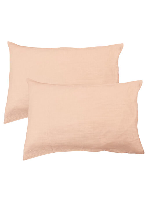 Matt & Rose Lot de 2 taies d'oreiller roses en mousseline de coton 50 x 70 cm