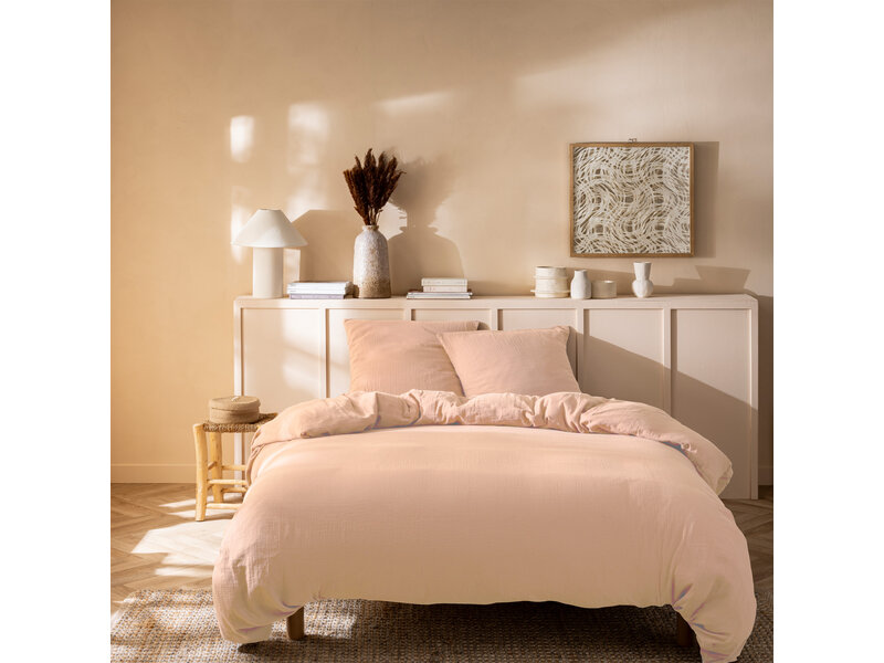 Matt & Rose Dekbedovertrek - Hotelmaat - Roze - 260 x 240 + (2x)65 x 65 cm - Mousseline Katoen