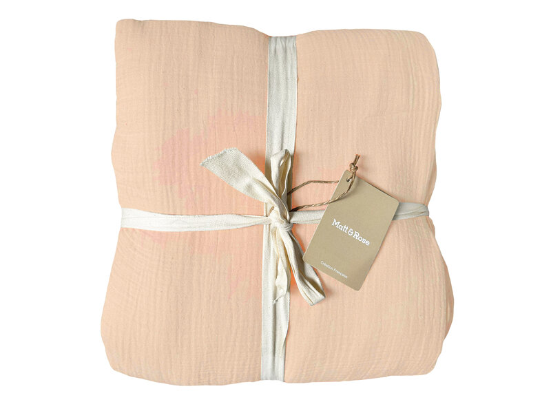 Matt & Rose Dekbedovertrek - Hotelmaat - Roze - 260 x 240 + (2x)65 x 65 cm - Mousseline Katoen