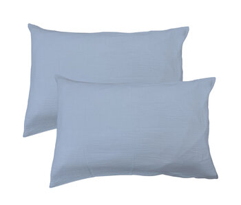 Matt & Rose Lot de 2 taies d'oreiller Bleu Horizon 50 x 70 cm en mousseline de coton