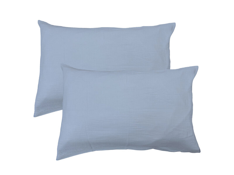 Matt & Rose Set Kussenslopen - Bleu Horizon - (2x) 50 x 70 cm - Blauw - Mousseline Katoen