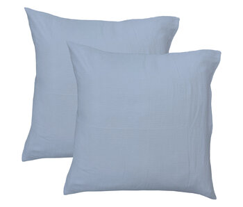 Matt & Rose Lot de 2 taies d'oreiller Bleu Horizon 65x65 cm en mousseline de coton