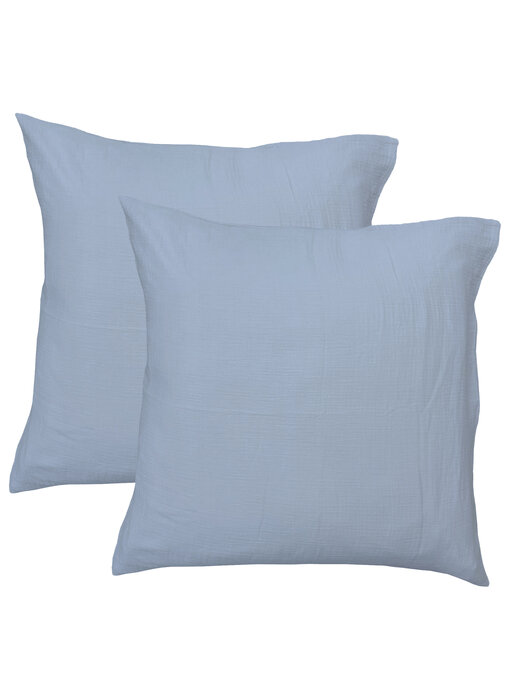 Matt & Rose Set Kussenslopen Bleu Horizon (2) 65x65  Mousseline Katoen