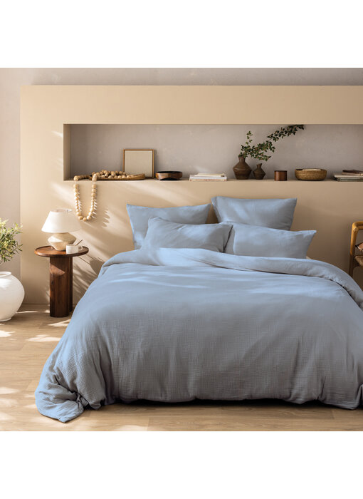 Matt & Rose Housse de couette Blue Horizon 260 x 240 + (2x) 65 x 65 en mousseline de coton