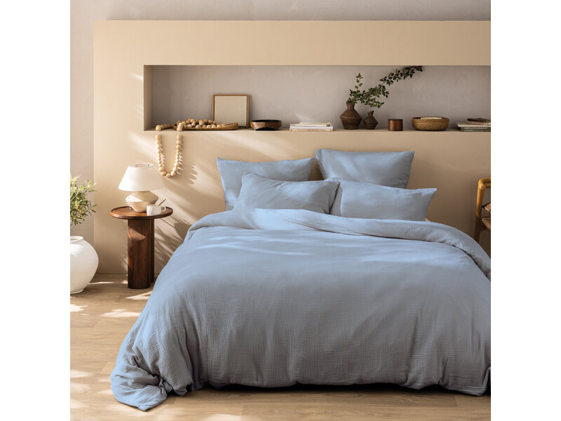 Matt & Rose Dekbedovertrek - Lits Jumeaux - Blue Horizon - 240 x 220 + (2x)65 x 65 cm - Blauw - Mousseline Katoen
