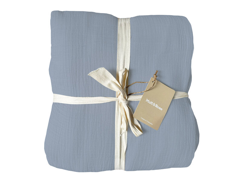 Matt & Rose Housse de couette - King Size - Bleu Horizon - 240 x 220 + (2x) 65 x 65 cm - Bleu - Mousseline de coton