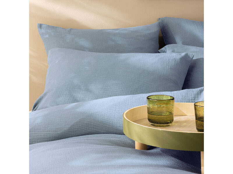 Matt & Rose Dekbedovertrek - Lits Jumeaux - Blue Horizon - 240 x 220 + (2x)65 x 65 cm - Blauw - Mousseline Katoen