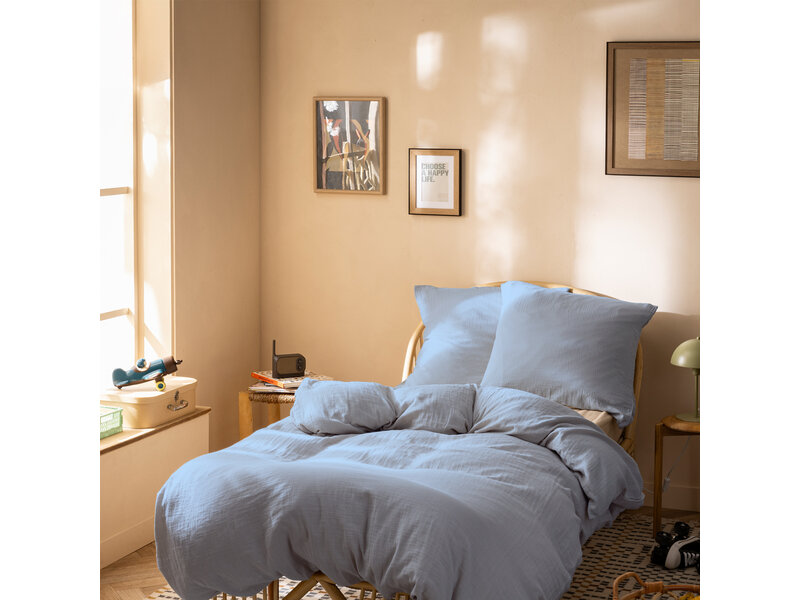 Matt & Rose Bettbezug – Kingsize – Blue Horizon – 240 x 220 cm + (2x) 65 x 65 cm – Blau – Baumwollmusselin