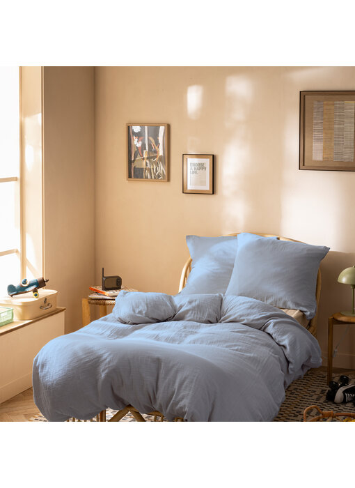 Matt & Rose Housse de couette Bleu Horizon 140 x 200 + mousseline de coton 65 x 65