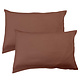 Lot de 2 taies d'oreiller Chocolat en mousseline de coton 50 x 70 cm