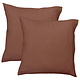 Set Kussenslopen Chocolat (2) 65x65  Mousseline Katoen