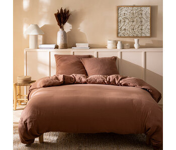 Matt & Rose Housse de couette Chocolat 260 x 240 + (2x) 65 x 65 en mousseline de coton