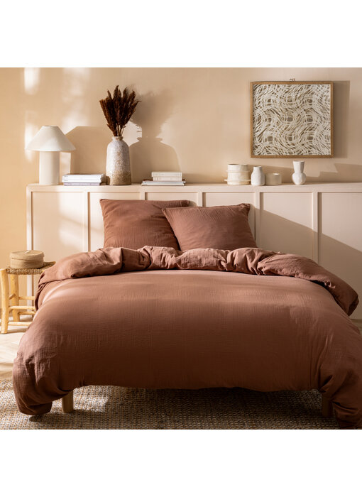Matt & Rose Housse de couette Chocolat 240 x 220 + (2x) 65 x 65 Mousseline de coton