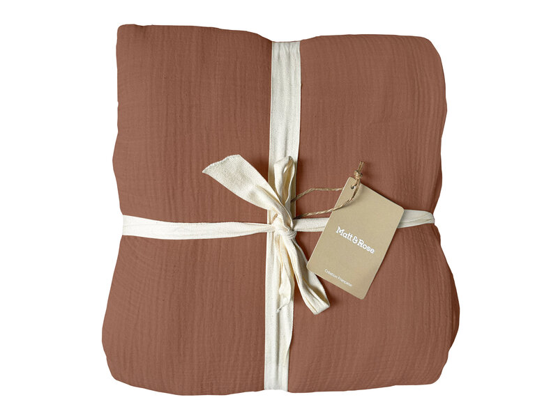 Matt & Rose Housse de couette - Lit double - Chocolat - 240 x 220 + (2x) 65 x 65 cm - Marron - Mousseline de coton