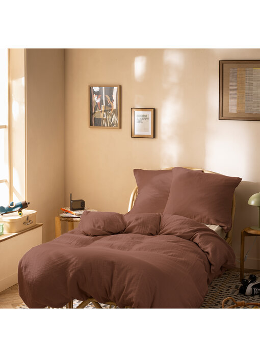 Matt & Rose Housse de couette Chocolat 140 x 200 + mousseline de coton 65 x 65