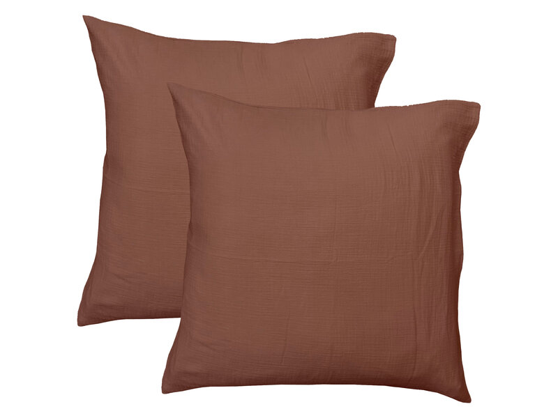 Matt & Rose Bettbezug – Schokoladenbraun – 140 x 200 + 65 x 65 cm – Braun – Baumwollmusselin