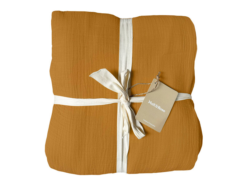 Matt & Rose Housse de couette - Format hôtel - Caramel - 260 x 240 + (2x) 65 x 65 cm - Marron - Mousseline de coton