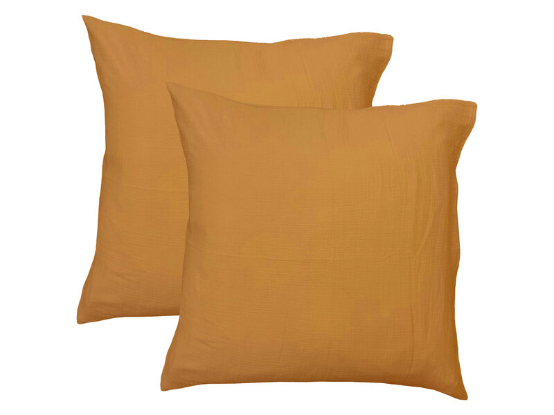 Matt & Rose Dekbedovertrek - Lits Jumeaux - Caramel - 240 x 220 + (2x)65 x 65 cm - Mousseline Katoen