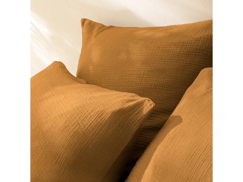 Matt & Rose Bettbezug – Kingsize – Karamell – 240 x 220 + (2x) 65 x 65 cm – Baumwollmusselin