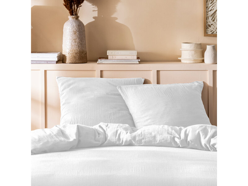 Matt & Rose Lot de 2 taies d'oreiller blanches (50 x 70 cm) en mousseline de coton