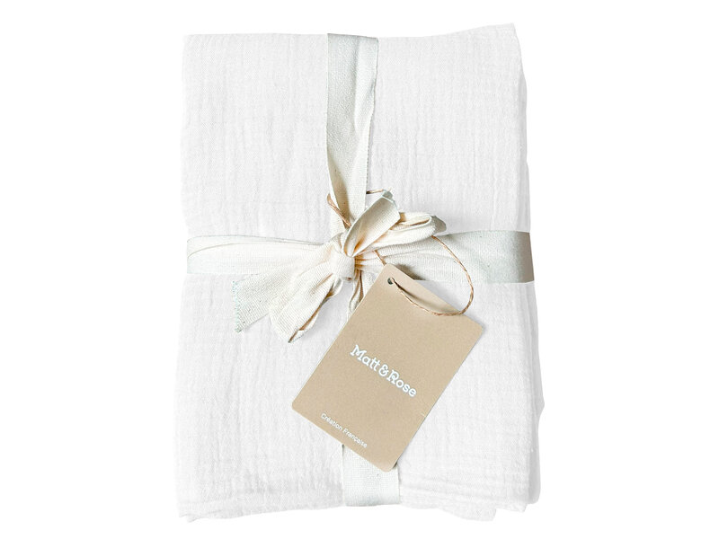 Matt & Rose Set weiße Kissenbezüge (2 Stück) 50 x 70 cm – Baumwollmusselin