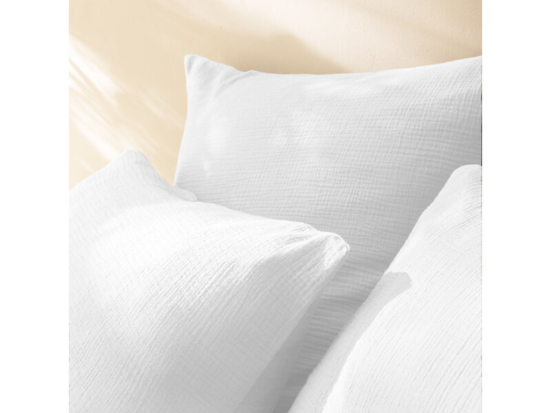 Matt & Rose Lot de 2 taies d'oreiller blanches - 50 x 70 cm - Mousseline de coton