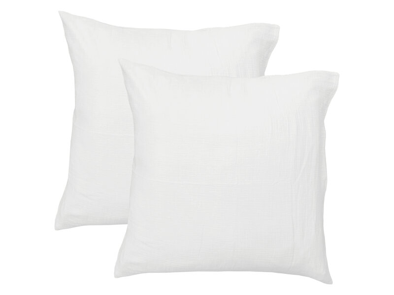 Matt & Rose Dekbedovertrek - Lits Jumeaux - Wit - 240 x 220 + (2x)65 x 65 cm - Mousseline Katoen