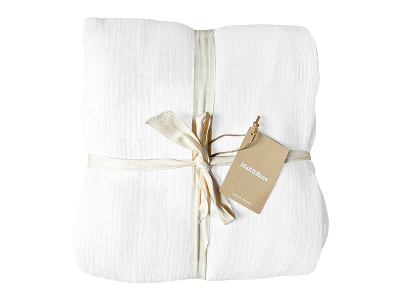 Matt & Rose Dekbedovertrek - Tweepersoons - Wit - 200 x 200 + (2x)65 x 65 cm - Mousseline Katoen