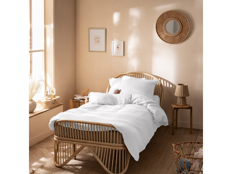 Matt & Rose Dekbedovertrek - Wit - 140 x 200 + 65 x 65cm - Mousseline Katoen