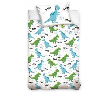 Carbotex BABY dekbedovertrek Dino Roar 100 x 135 + 40 x 60 cm Katoen