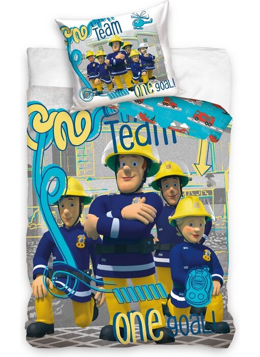 Brandweerman Sam Bettbezug One Team 140 x 200 cm / 70 x 90 cm Baumwolle