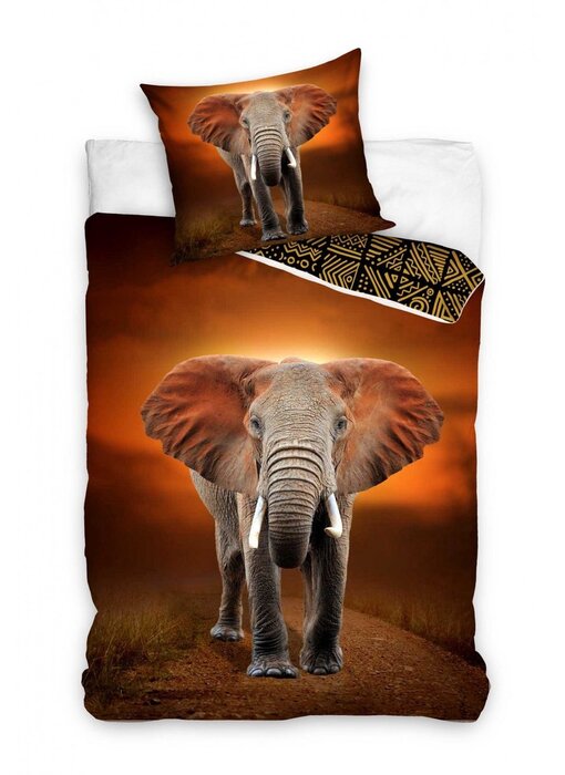 Dreamee Housse de couette éléphant 140 x 200 + 70 x 90 cm en coton
