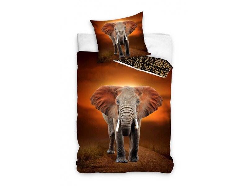 Dreamee Bettbezug – Elefant – Einzelbett – 140 x 200 + 70 x 90 cm – Baumwolle