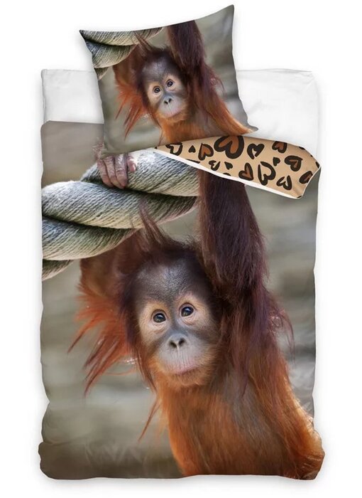 In Home Housse de couette singe 140 x 200 + 70 x 90 cm en coton